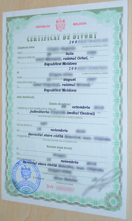 Как получить сертификат о расторжении брака в Молдове